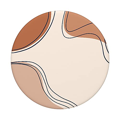 Minimalist Neutral Cream Color Light Brown Line Art PopSockets Swappable PopGrip