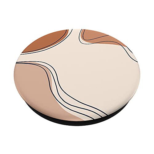 Minimalist Neutral Cream Color Light Brown Line Art PopSockets Swappable PopGrip