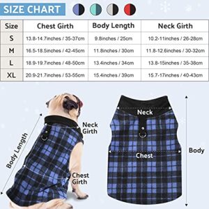 4 Pieces Winter Fabric Dog Sweater with Leash Ring Fleece Vest Dog Pullover Jacket Warm Pet Dog Clothes for Puppy Small Dogs Cat Chihuahua Boy (Plaid Pattern, M)