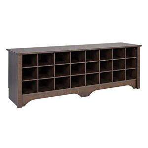 pemberly row 60" contemporary shoe cubby bench in espresso