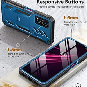 SOiOS for T-Mobile REVVL V Plus 5G Case: Built-in Screen Protector Kickstand Full Body Dual-Layer Protective Shockproof Heavy-Duty Military Grade Tough Rugged Phone Cover - Duck Blue