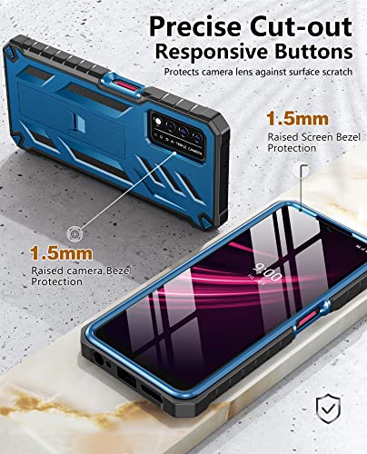 SOiOS for T-Mobile REVVL V Plus 5G Case: Built-in Screen Protector Kickstand Full Body Dual-Layer Protective Shockproof Heavy-Duty Military Grade Tough Rugged Phone Cover - Duck Blue