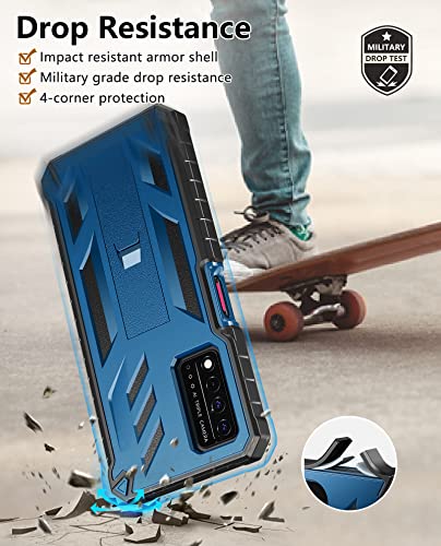 SOiOS for T-Mobile REVVL V Plus 5G Case: Built-in Screen Protector Kickstand Full Body Dual-Layer Protective Shockproof Heavy-Duty Military Grade Tough Rugged Phone Cover - Duck Blue