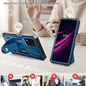 SOiOS for T-Mobile REVVL V Plus 5G Case: Built-in Screen Protector Kickstand Full Body Dual-Layer Protective Shockproof Heavy-Duty Military Grade Tough Rugged Phone Cover - Duck Blue