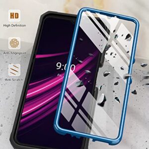 SOiOS for T-Mobile REVVL V Plus 5G Case: Built-in Screen Protector Kickstand Full Body Dual-Layer Protective Shockproof Heavy-Duty Military Grade Tough Rugged Phone Cover - Duck Blue