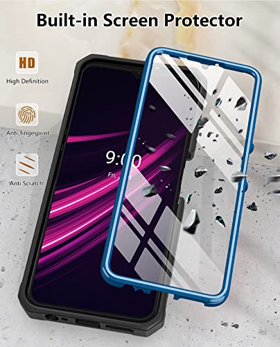 SOiOS for T-Mobile REVVL V Plus 5G Case: Built-in Screen Protector Kickstand Full Body Dual-Layer Protective Shockproof Heavy-Duty Military Grade Tough Rugged Phone Cover - Duck Blue