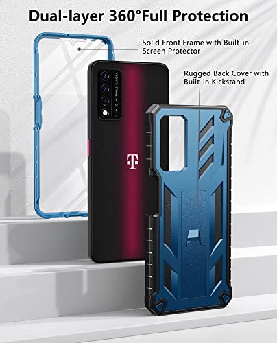 SOiOS for T-Mobile REVVL V Plus 5G Case: Built-in Screen Protector Kickstand Full Body Dual-Layer Protective Shockproof Heavy-Duty Military Grade Tough Rugged Phone Cover - Duck Blue