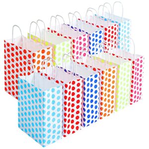 jutoe 24pcs kraft paper gift bags,recyclable paper shopping bags with handles,dots retail bags,birthday party bags,souvenir gift bags