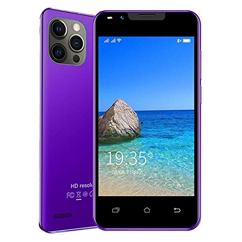 AUD Smart Phone HD Full Screen Phone, Mini 12 Pro Max Smart Phone Unlocked, 4.0inch Water Drop Screen Android 5.1 512MB + 4GB RAM Unlocked Smartphones (Purple)