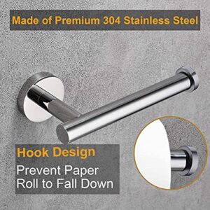 Polished Chrome Bathroom Hardware Set 3 Pieces SUS304 Stainless Steel Round Wall Mounted Set Including Toilet Paper Holder, Robe Towel Hooks,Bathroom Accessories Kit