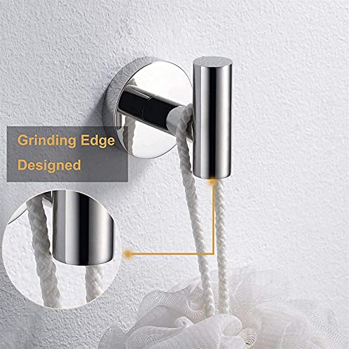 Polished Chrome Bathroom Hardware Set 3 Pieces SUS304 Stainless Steel Round Wall Mounted Set Including Toilet Paper Holder, Robe Towel Hooks,Bathroom Accessories Kit