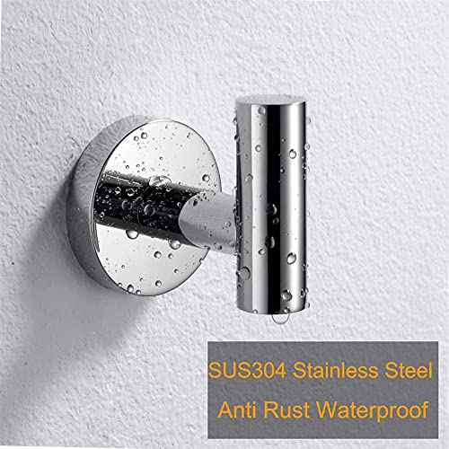 Polished Chrome Bathroom Hardware Set 3 Pieces SUS304 Stainless Steel Round Wall Mounted Set Including Toilet Paper Holder, Robe Towel Hooks,Bathroom Accessories Kit