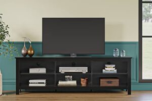 panana tv stand 6 cubby television stands cabinet 6 open media storagefor tvs up to 80 inches, 70 inch (70 inches black)