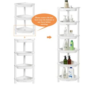 ELYKEN 4 Tier Shower Caddy Organizer Shelf Corner, 14.4 x 11.2 x 31.5 Inches, Rustproof, Plastic Shower Rack Stands for Inside Bathroom, Bathtub, Shower pan, White