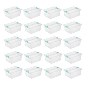 sterilite deep clear plastic stackable storage container bin box tote with clear latching lid organizing solution for home & classroom, 20 pack