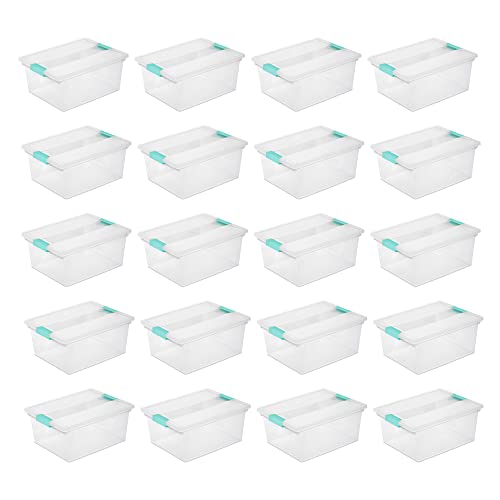 Sterilite Deep Clear Plastic Stackable Storage Container Bin Box Tote with Clear Latching Lid Organizing Solution for Home & Classroom, 20 Pack