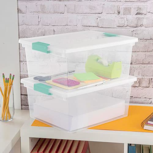 Sterilite Deep Clear Plastic Stackable Storage Container Bin Box Tote with Clear Latching Lid Organizing Solution for Home & Classroom, 20 Pack