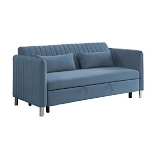 lexicon oakhill velvet convertible studio sofa with pull-out bed, 72" w, blue