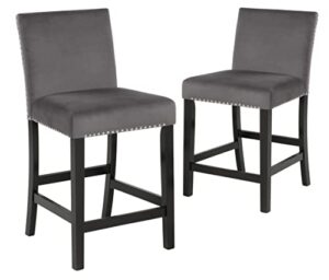 new classic furniture celeste gray velvet upholstered dining side accent chair, set of 2