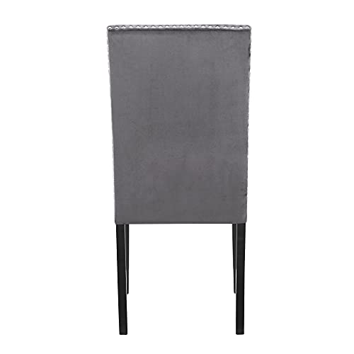 New Classic Furniture Celeste Gray Velvet Upholstered Dining Side Accent Chair, Set of 2