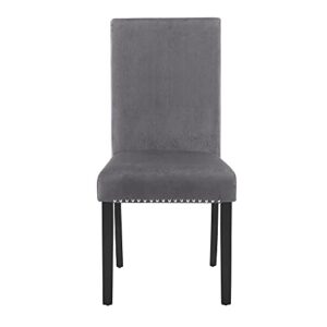 New Classic Furniture Celeste Gray Velvet Upholstered Dining Side Accent Chair, Set of 2