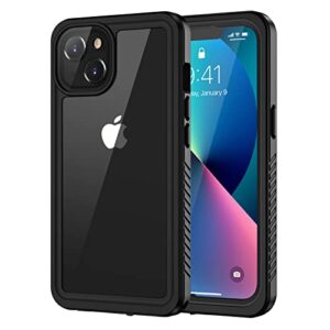 lanhiem for iphone 13 case, ip68 waterproof dustproof shockproof cases with built-in screen protector, full body sealed protective front and back cover for iphone 13, 6.1 inch (black)
