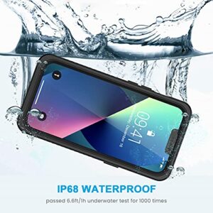 Lanhiem for iPhone 13 Case, IP68 Waterproof Dustproof Shockproof Cases with Built-in Screen Protector, Full Body Sealed Protective Front and Back Cover for iPhone 13, 6.1 inch (Black)