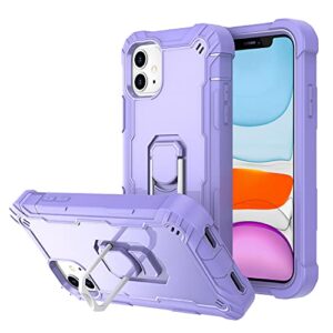 Hitaoyou iPhone 11 Case, iPhone 11 Phone Case, Heavy Duty 3 in 1 Full Body Rugged Shockproof Hybrid Hard PC Soft Rubber Bumper Drop Protective Girls Women Boy Men Covers for iPhone 11, Purple