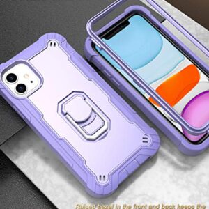 Hitaoyou iPhone 11 Case, iPhone 11 Phone Case, Heavy Duty 3 in 1 Full Body Rugged Shockproof Hybrid Hard PC Soft Rubber Bumper Drop Protective Girls Women Boy Men Covers for iPhone 11, Purple