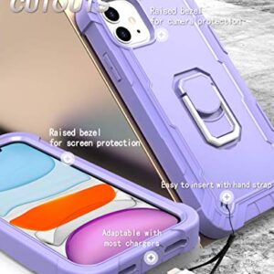 Hitaoyou iPhone 11 Case, iPhone 11 Phone Case, Heavy Duty 3 in 1 Full Body Rugged Shockproof Hybrid Hard PC Soft Rubber Bumper Drop Protective Girls Women Boy Men Covers for iPhone 11, Purple