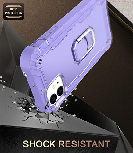 Hitaoyou iPhone 11 Case, iPhone 11 Phone Case, Heavy Duty 3 in 1 Full Body Rugged Shockproof Hybrid Hard PC Soft Rubber Bumper Drop Protective Girls Women Boy Men Covers for iPhone 11, Purple