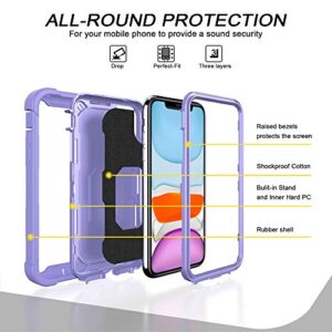 Hitaoyou iPhone 11 Case, iPhone 11 Phone Case, Heavy Duty 3 in 1 Full Body Rugged Shockproof Hybrid Hard PC Soft Rubber Bumper Drop Protective Girls Women Boy Men Covers for iPhone 11, Purple