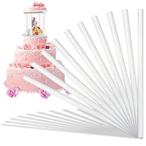 10 pcs cake dowel rods, 12 inch plastic cake support rod white cake stand sticks for tiered cake construction and stacking
