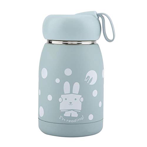 KUIKUI Lovely Rabbit Thermos Water Bottle, Stainless Steel Kids 12oz 320ml Vacuum Cup Mug Insulated Bottle for Home School Picnic Travel Outdoor (Blue)