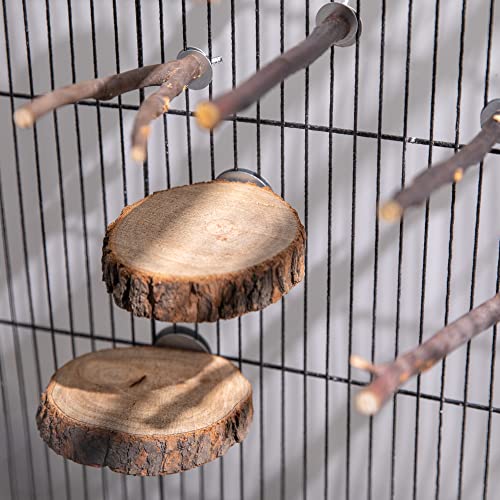 Deloky 8 PCS Natural Wood Bird Perch Stand-Wooden Parrot Perch Stand-Perch Platform Cage Accessories for Parrotlets Budgies Cockatiels Parakeets Lovebirds