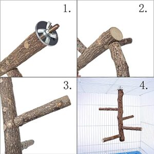 L1HMPET Natural Wood Bird Perch Stand Toy,Parrot Perch Bird Cage Branch Perch Accessories for Parrots, Parakeets Cockatiels, Conures, Macaws, Love Birds, Finches (Bird Perch M: 10" Length)