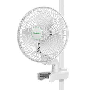 vivosun aerowave a6 grow tent clip fan, patented portable auto oscillating fan 6” with 2-speed, strong airflow but low noise, and fully-adjustable tilt for hydroponic ventilation, white