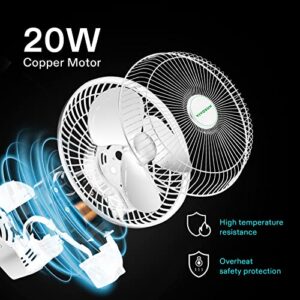 VIVOSUN AeroWave A6 Grow Tent Clip Fan, Patented Portable Auto Oscillating Fan 6” with 2-Speed, Strong Airflow but Low Noise, and Fully-Adjustable Tilt for Hydroponic Ventilation, White