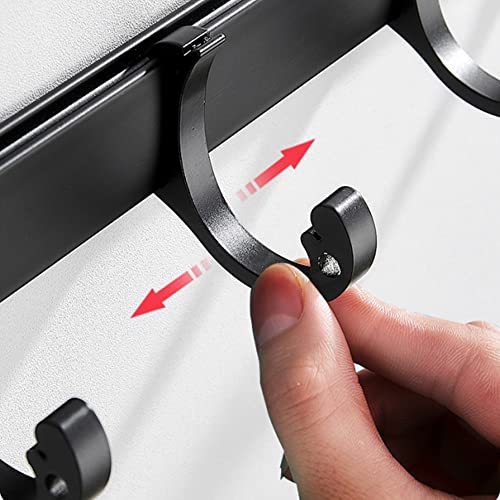 MINALCE Wall Mounted Hooks Rack Slipable Coat Hat Hook 5 Hanger Stainless Hanging Rail 2 Packs for Entryway Bathroom Bedroom Closet Room Kitchen