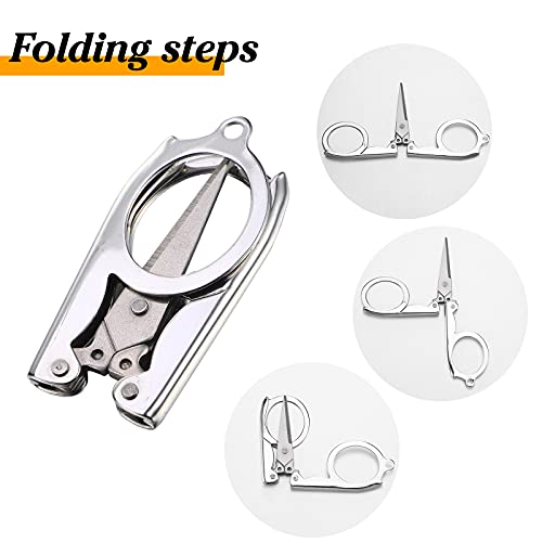 3 Pieces Folding Scissors Stainless Steel Portable Scissors Foldable Small Scissors Portable Travel Scissors Mini Folding Scissors Cutter for Home Travel, Silver