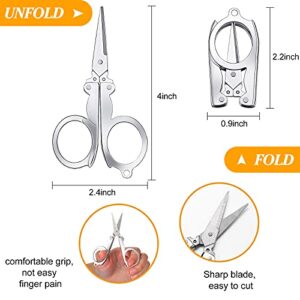 3 Pieces Folding Scissors Stainless Steel Portable Scissors Foldable Small Scissors Portable Travel Scissors Mini Folding Scissors Cutter for Home Travel, Silver