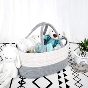 UXZDX Baby Diaper Caddy Organizer - Stylish Rope Nursery Storage Bin Cotton Canvas Portable Diaper Storage Basket