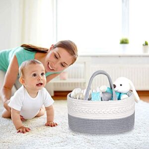 UXZDX Baby Diaper Caddy Organizer - Stylish Rope Nursery Storage Bin Cotton Canvas Portable Diaper Storage Basket