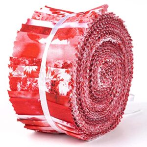 Soimoi 40Pcs Tie Dye Print Cotton Precut Fabrics for Quilting Craft Strips 2.5x42inches Jelly Roll - Red