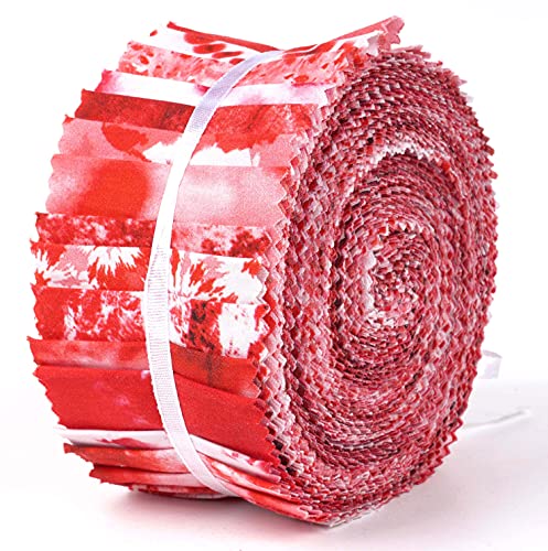 Soimoi 40Pcs Tie Dye Print Cotton Precut Fabrics for Quilting Craft Strips 2.5x42inches Jelly Roll - Red