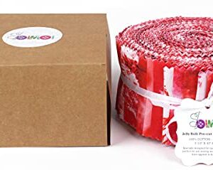 Soimoi 40Pcs Tie Dye Print Cotton Precut Fabrics for Quilting Craft Strips 2.5x42inches Jelly Roll - Red