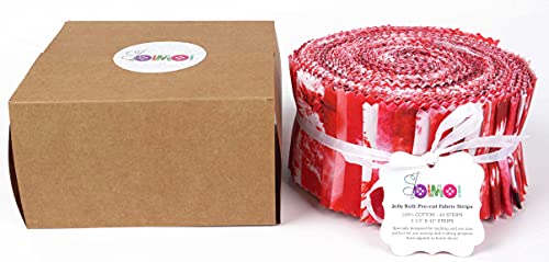 Soimoi 40Pcs Tie Dye Print Cotton Precut Fabrics for Quilting Craft Strips 2.5x42inches Jelly Roll - Red