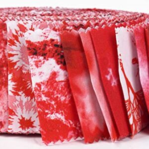 Soimoi 40Pcs Tie Dye Print Cotton Precut Fabrics for Quilting Craft Strips 2.5x42inches Jelly Roll - Red