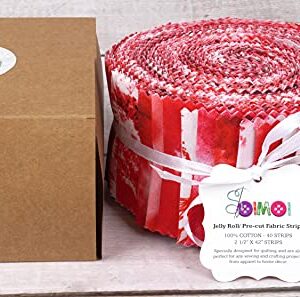 Soimoi 40Pcs Tie Dye Print Cotton Precut Fabrics for Quilting Craft Strips 2.5x42inches Jelly Roll - Red