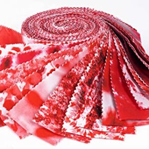 Soimoi 40Pcs Tie Dye Print Cotton Precut Fabrics for Quilting Craft Strips 2.5x42inches Jelly Roll - Red